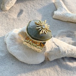Bague Labradorite martelée