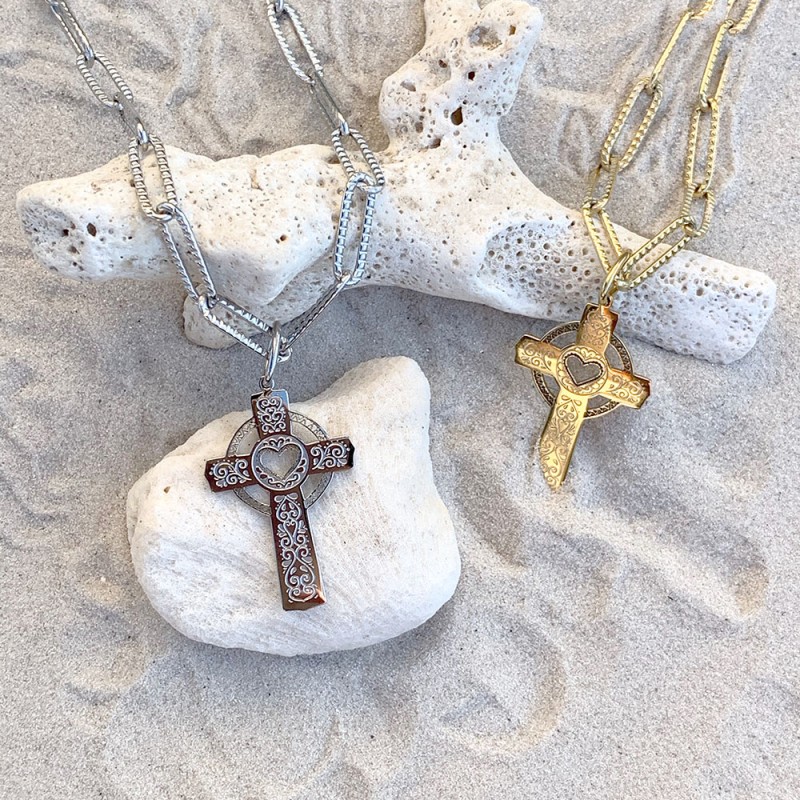 Chaîne Croix décorée