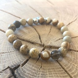 Bracelet Jaspe et Quartz fumé