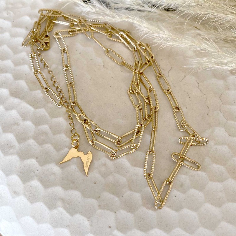 Chaîne dorée martelée à personnaliser