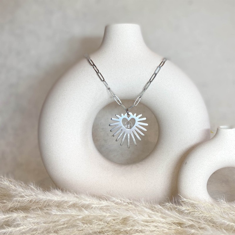 Collier coeur sacré Désir Cristal de Roche
