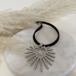 Collier coeur sacré désir ruban noir