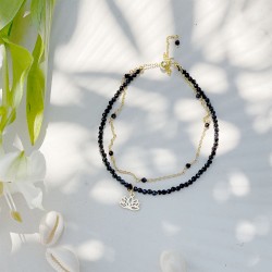 Bracelet fin à Deux Rangs en Perles de Spinelle