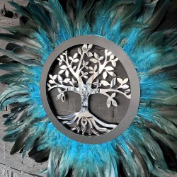 Décor plumes noir et bleu