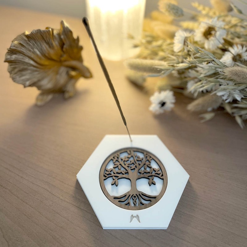 Porte encens "Encensia" blanc & noyer | Il-umine