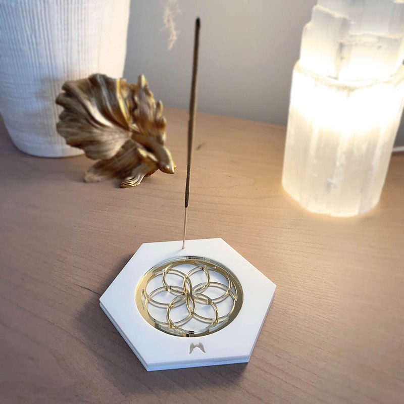 Porte encens "Encensia" blanc & doré | Il-umine