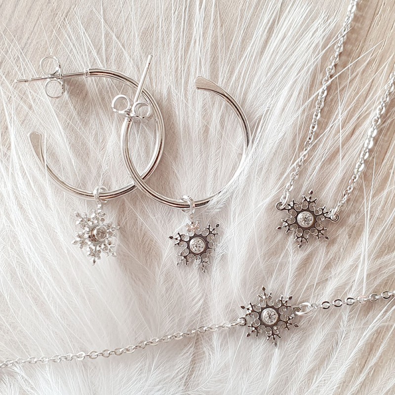 Ensemble flocon de neige plaqué argent