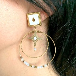 Boucles d'oreilles dorées losanges